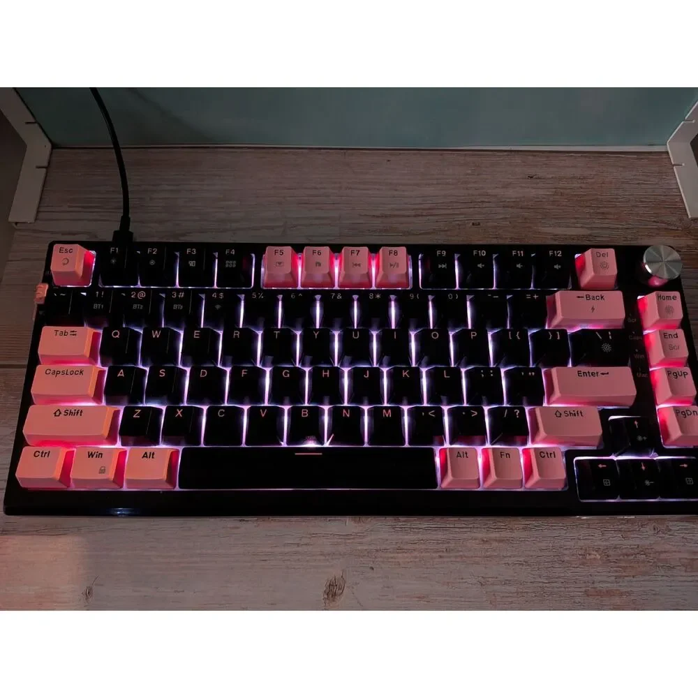 MageGee SKY81 75% Mechanical Gaming Keyboard - Pink/Black (Tri-Mode, Hot-Swappab